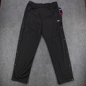 Reebok Mens Classics Basketball Matte Snap Pant Black Relaxed‎ Medium New w/ Tag